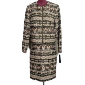 NWT Tahari ASL Skirt Suit Size 10 Grey/Pink Metallic 2-Piece Set Blazer & Skirt